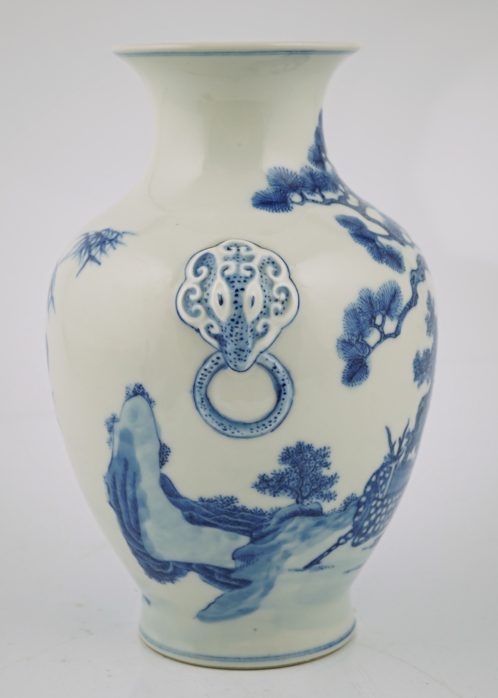 A Chinese blue and white ‘deer and pine’ vase, Qianlong seal mark but Republic period